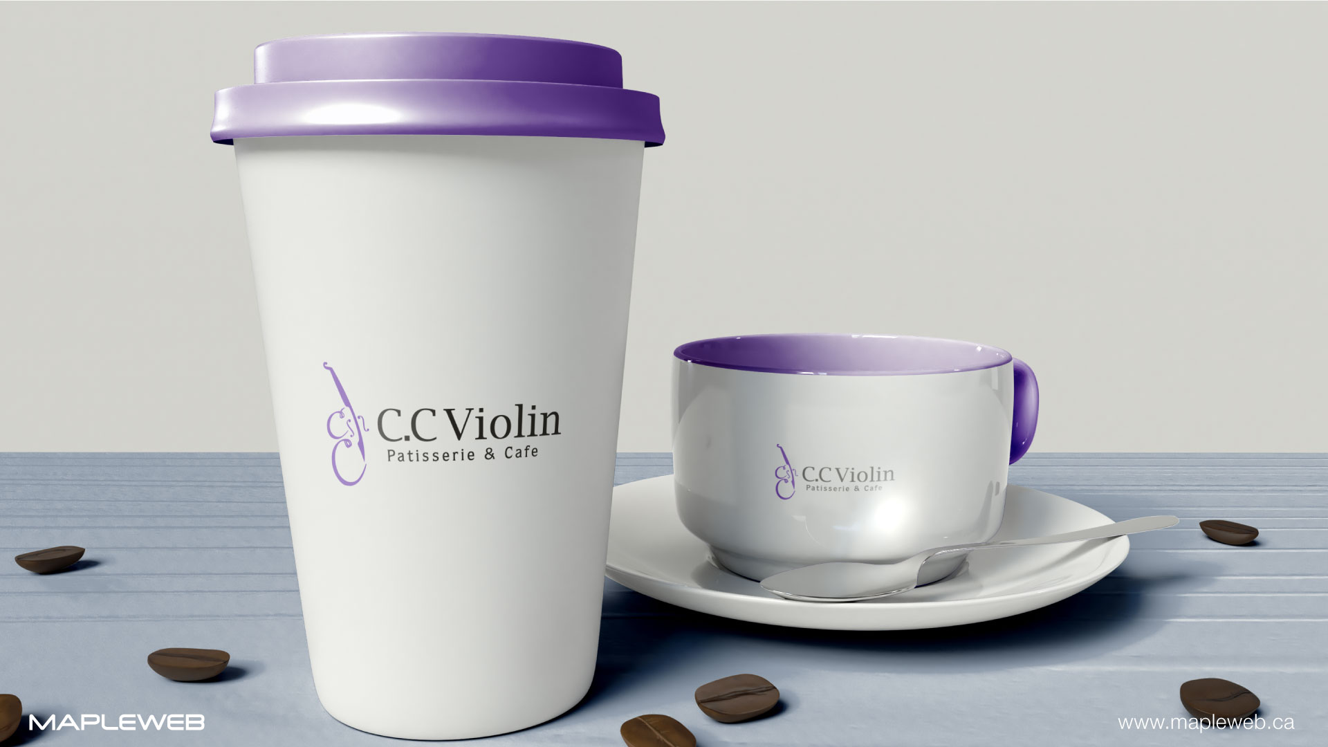 c.c violin-brand-logo-design-by-mapleweb-vancouver-canada-coffee-glass-and-cup-mock